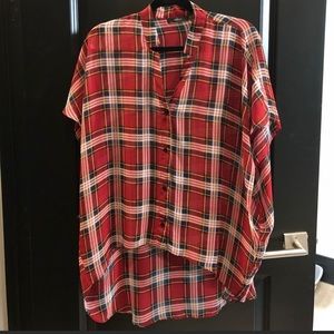 LF plaid high low shirt